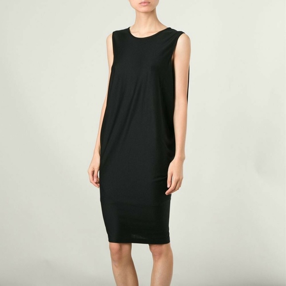 HELMUT LANG Sync Jersey Drape Dress Black XS S - Picture 2 of 5
